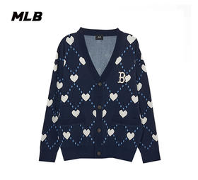 【L断码服】【微瑕，如无货做退款处理】MLB男女情侣款爱心针织HEART系列针织开衫3AKCH0134