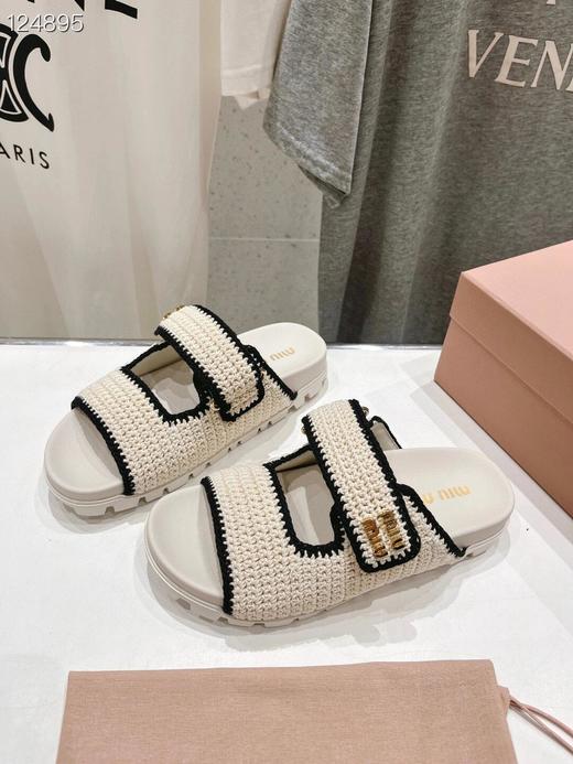 缪缪 两带魔术贴!!编织 厚底拖鞋（HC） 商品图2