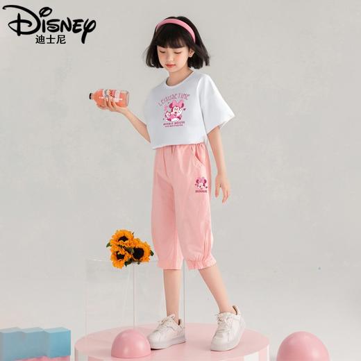 迪士尼女童套装夏季2025新款儿童短袖短裤两件套女大童七分裤薄款 商品图4