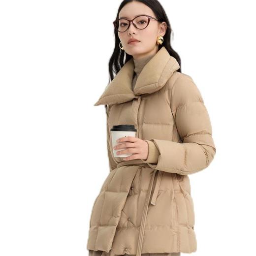 艾莱依 女针织拼接领中长款羽绒服 6024703154 商品图1