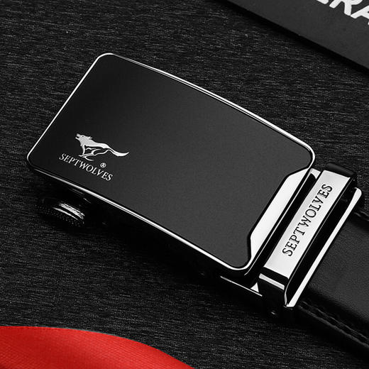 七匹狼 皮带男士真皮自动扣腰带商务裤带送男友老公父亲 黑色M73821A796-01 商品图2