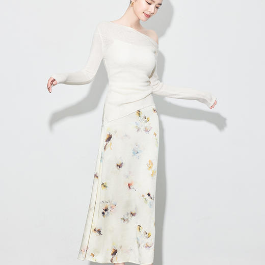 「自」全新升级【铂金会员247/天猫329/差价82】(42957)新中式国风印花半身裙高级感侧开叉气质优雅长裙女 商品图4