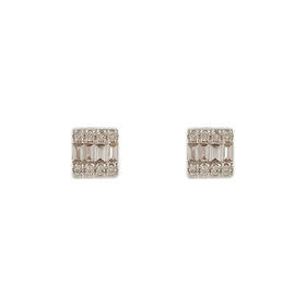 【天然正品】AU750白金时尚设计方款排镶钻石耳钉220625NJM15 现售价：1380（特价）