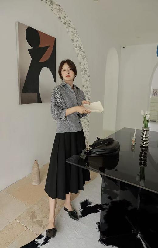 【诗铭洛可】XC7527压褶半裙后松紧腰高级感A字裙B7-3 商品图2