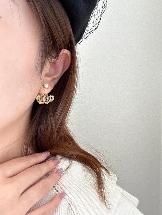 迪奥 25金蝶双珠耳钉 OMG OMG OMG 太美太浪漫了吧！戴上美的不像话（XTY） 商品图6