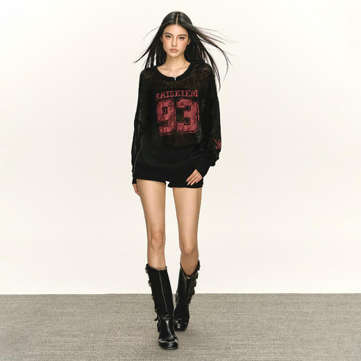 Ariseism 美式复古设计感早秋薄款罩衫针织衫女秋季新款修身上衣 商品图2