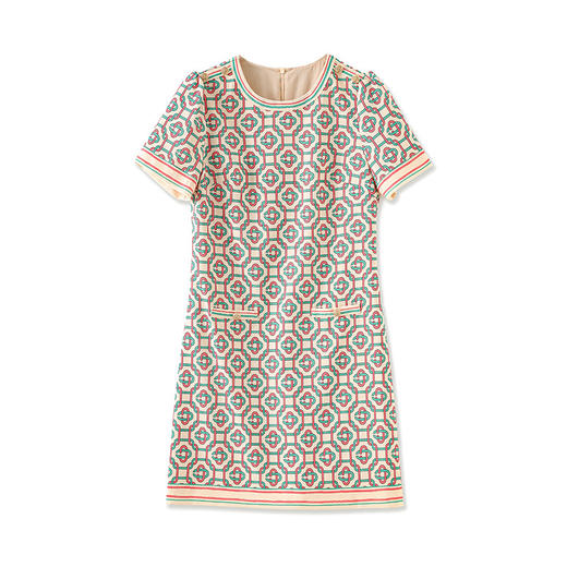 「高货wl」全新升级【铂金会员293/天猫389/差价96】(35156)洛诗琳气质印花连衣裙2025夏季新款时尚圆领显瘦直筒裙 商品图4