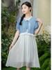 【孩提精灵】0622拼色假两件蓝白 童连衣裙-喜出 商品缩略图1
