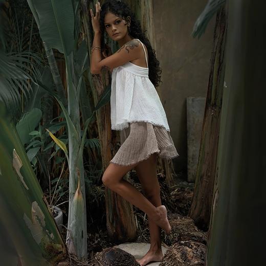 Jai  枯麦色/白色肌理亚麻伞型吊带 商品图7