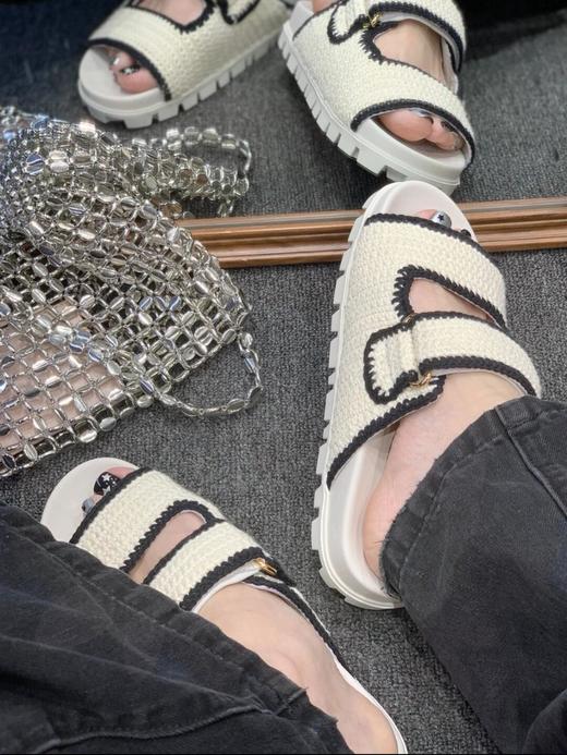 缪缪 两带魔术贴!!编织 厚底拖鞋（HC） 商品图10