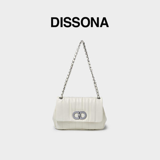 【2F】DISSONA迪桑娜菱格链条包时尚牛皮小方包女士包包单肩包斜挎包 白色 商品图0