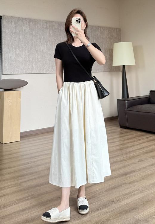 T恤感精修型拼接连衣裙弹力显瘦短袖裙摆防晒连衣裙 商品图4