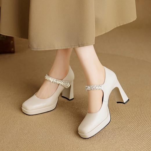 【预售5天】9cm法式玛丽珍高跟鞋女新款千金风婚纱配裙新娘婚鞋浅口单鞋MLD&AM978 商品图3