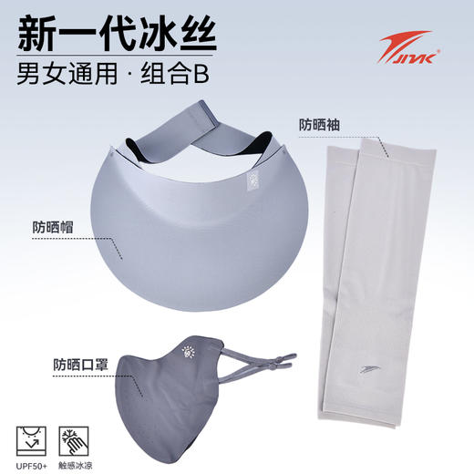 夏季防晒面罩防紫外线2025新款冰丝口罩帽子防晒袖 防紫外线骑行无感防晒三件套  JLKFS001 商品图1