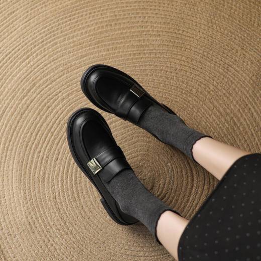 【预售5天】金属扣休闲乐福鞋舒适百搭增高显瘦简约复古单鞋小皮鞋女KYD&KY043 商品图2