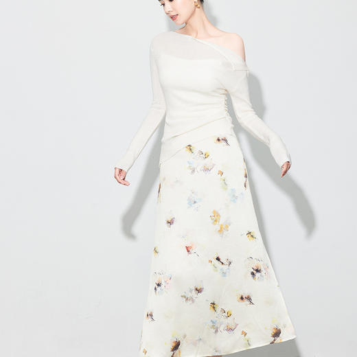 「自」全新升级【铂金会员247/天猫329/差价82】(42957)新中式国风印花半身裙高级感侧开叉气质优雅长裙女 商品图2