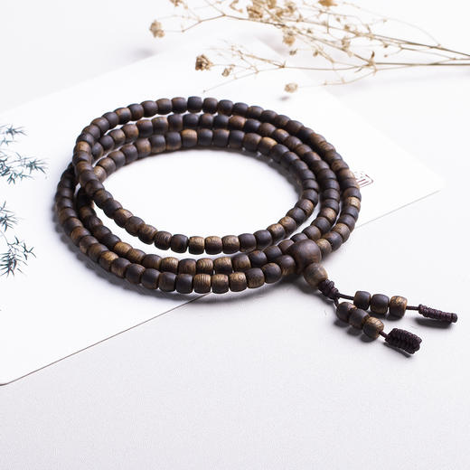 xy0420，5.8mm桶珠沉香108佛珠多圈手链项链 商品图10