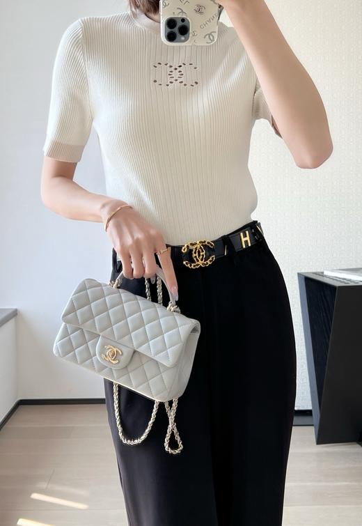 香奈儿  25P 新色 𝖢𝖥大𝖬𝗂𝗇𝗂手提包淡灰（LZ） 商品图7