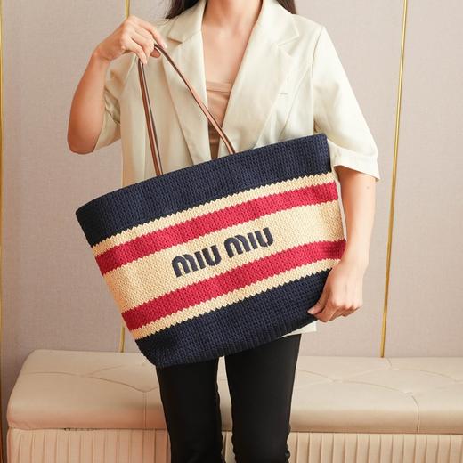 缪缪 刺绣帆布托特包（MM) 商品图1