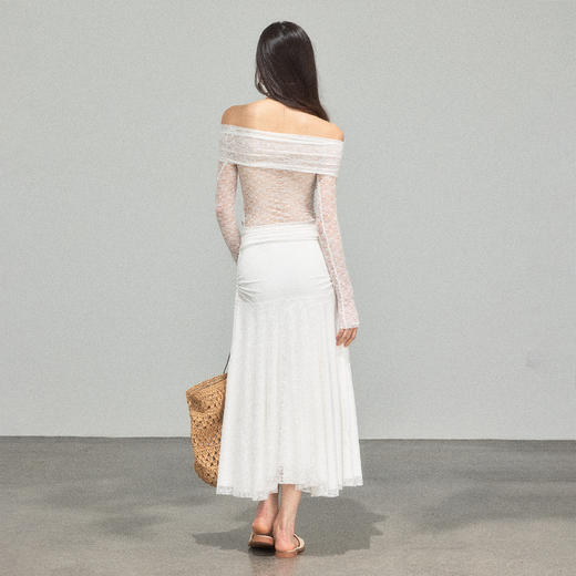 Ariseism 蕾丝长袖露肩上衣半身裙套装女秋新款两件套 商品图4