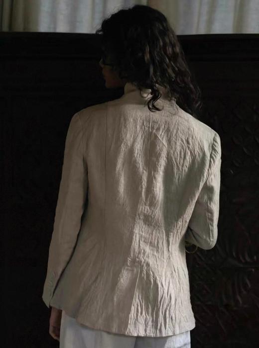 Jai  绀青蓝/沙色日本亚麻曼德勒西装夹克 商品图12