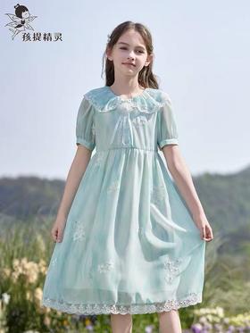 【孩提精灵】1079清新绿渐变公主裙童连衣裙-喜出