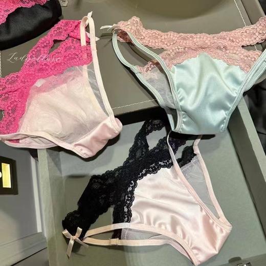 【3条装❗禁欲多巴胺低腰内裤】多巴胺拼接网纱蕾丝，低腰性感镂空缎面质感好，柔软亲肤干爽，情趣蕾丝内裤女交叉低腰纯棉裆纯欲撞色蝴蝶结三角裤QQ 商品图1