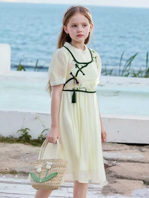 【孩提精灵】4009新中式假两件童连衣裙-喜出 商品图0