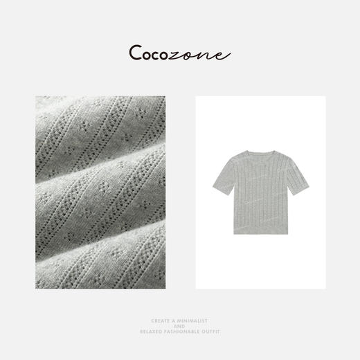 COCO ZONE 刘一一 【100棉】圆领星空镂空毛织上衣 CD1A1055 商品图2