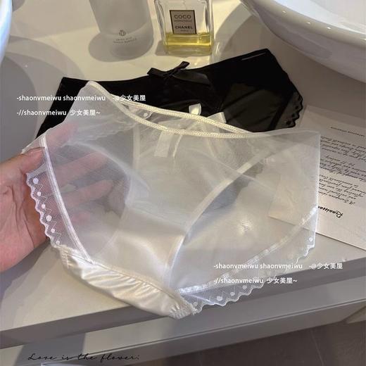 【5条秒杀价❗半透明蕾丝内裤】浪漫巴黎绸缎质感，蝴蝶结吸睛点缀，超薄亲肤不闷，高叉不勒大腿，大蝴蝶结高弹舒适纯棉裆性感**三角裤QQ 商品图3