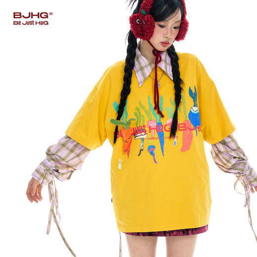 BJHG不计后果 胡萝卜毛绒贴贴短袖t恤配饰趣味潮流设计感衣服饰品 商品图1