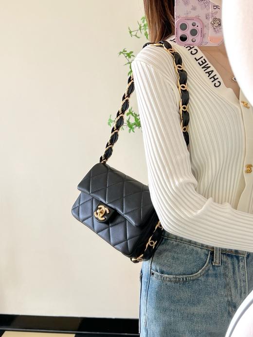 香奈儿 24K 秋冬系列 双C粗链口盖包 中号♥黑色(LZ) 商品图4