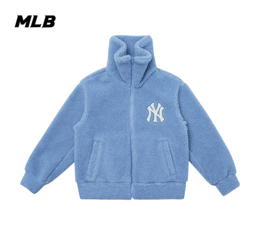 【XS断码服】【微瑕，如无货做退款处理】MLB洋基队粒粒绒男女外套NY开襟衫保暖拉链夹克情侣款上衣外套3AJPF0316 商品图0