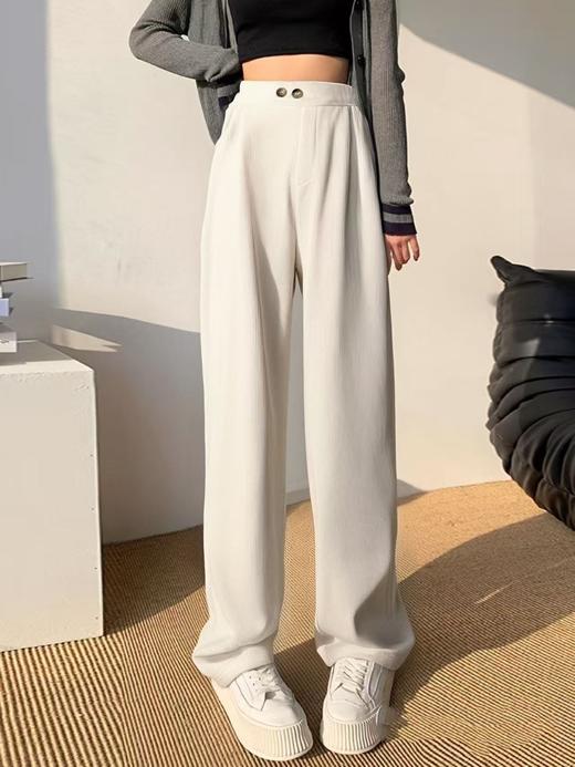 【诗铭洛可】（加绒）W727阔腿裤两粒扣直筒裤B7-2/B19-1 商品图2