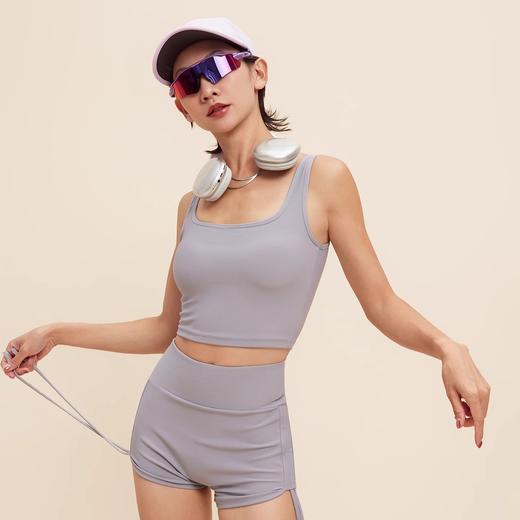 跃牌【美西西系列】运动套装美背瑜伽背心高腰紧身包臀抽绳健身性感辣妹休闲热裤WX-256+DK-259 商品图4