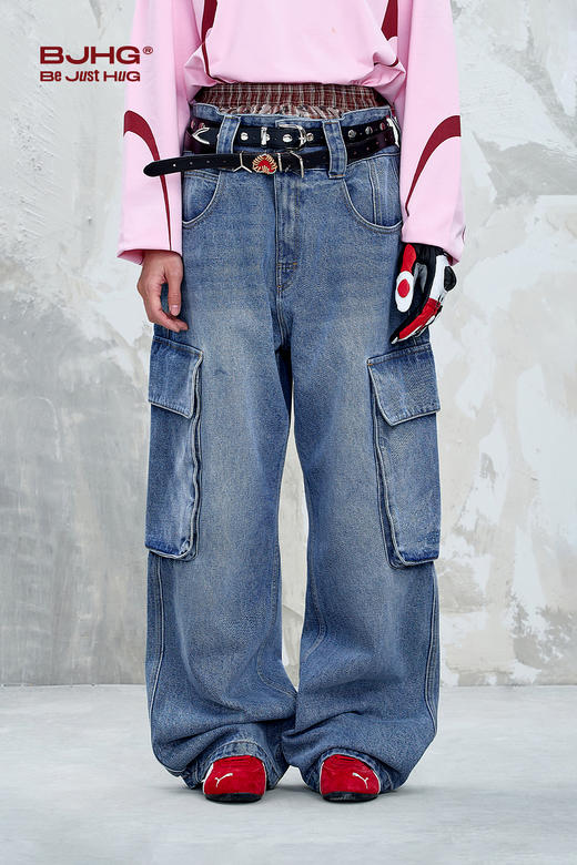 BJHG不计后果美式牛仔裤男款秋季潮牌2025新款宽松直筒休闲裤子女 商品图5