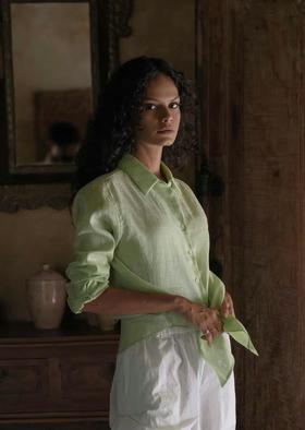 Jai 酸柠绿/鼠尾草绿法国亚麻1号衬衫