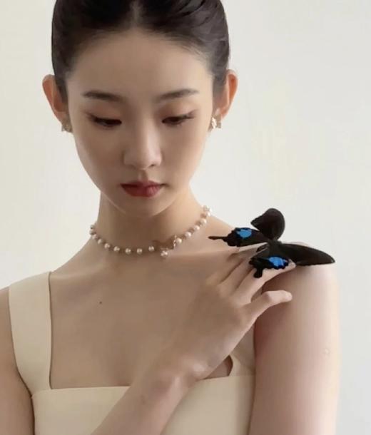 迪奥  浅金色蝴蝶珍珠项链女2024新款轻奢锁骨链法式颈链 （XTY） 商品图13