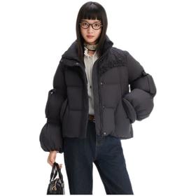 艾莱依 女少女风系带短款羽绒服 6024704113