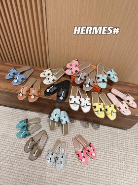 爱马仕 爱马仕经典款H拖鞋  经典“H'”镂空鞋面 （DBG）