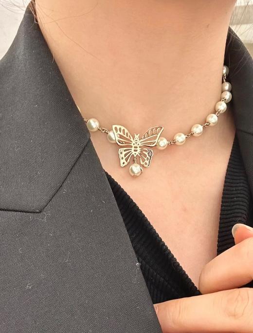 迪奥  浅金色蝴蝶珍珠项链女2024新款轻奢锁骨链法式颈链 （XTY） 商品图10