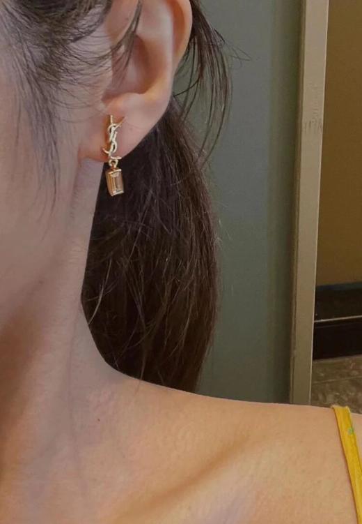 圣罗兰 logo 金属仿水晶耳钉（XK） 商品图1