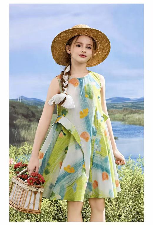 【孩提精灵】2114 田园色彩童连衣裙-喜出 商品图0