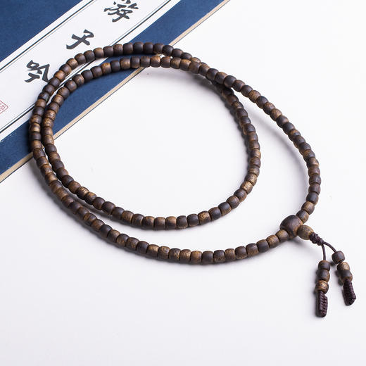 xy0420，5.8mm桶珠沉香108佛珠多圈手链项链 商品图4