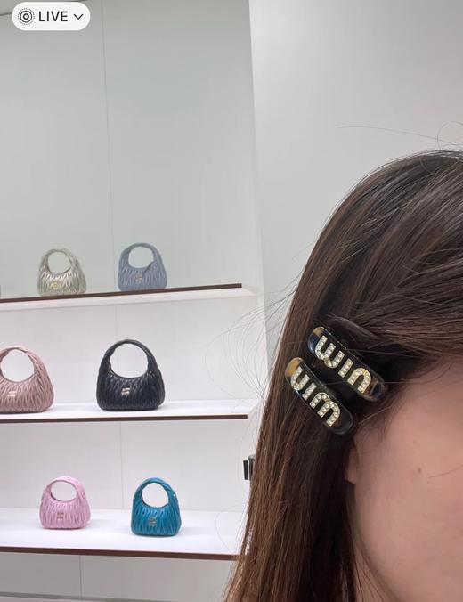 缪缪 张元英同款MIU字母水晶树脂玻璃对夹侧边夹发夹（CO） 商品图7