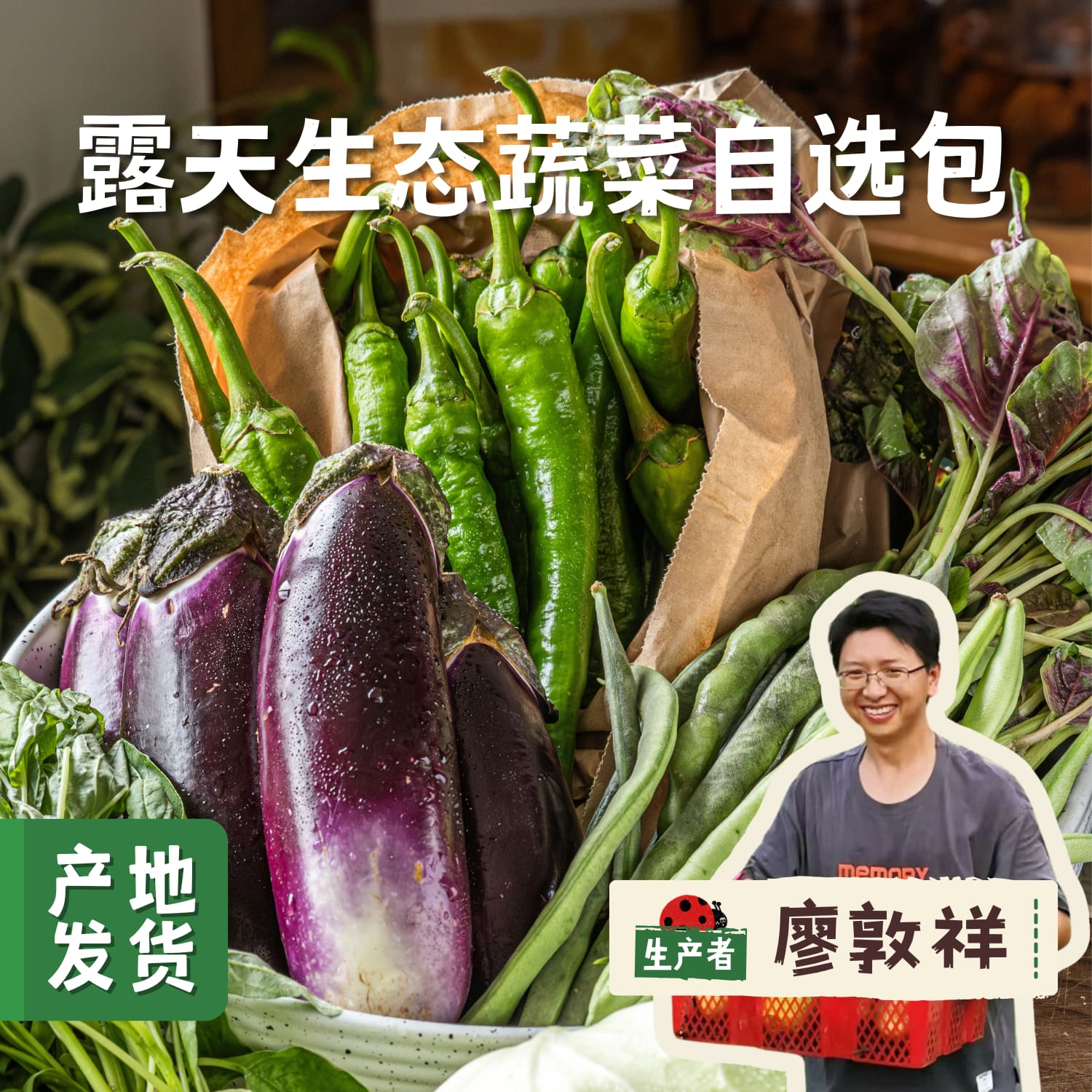【菜品更新】露天生态蔬菜自选包 5斤（可选1-4种菜）| 合作农友生产，来自湖南邵阳，生产者：廖敦祥 *【公平贸易农人定价】