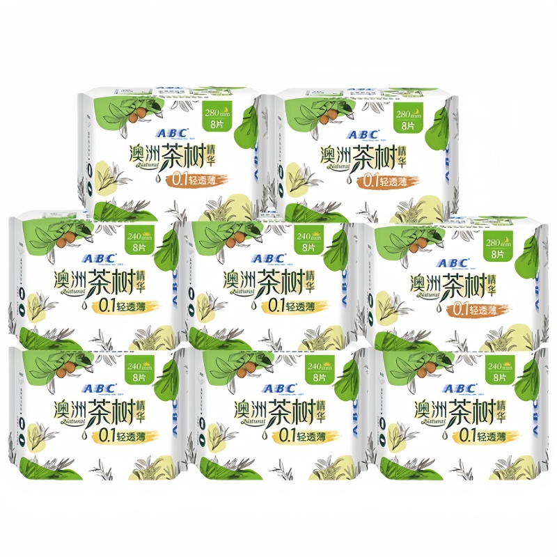 ABC 澳洲茶树日夜用卫生巾组合(240*8片6包+280*8片2包) J8242808B