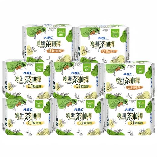 ABC 澳洲茶树日夜用卫生巾组合(240*8片6包+280*8片2包) J8242808B 商品图0