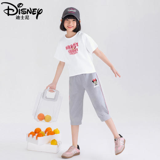 迪士尼女童七分裤套装夏季2025新款儿童短袖两件套洋气女大童夏装 商品图6