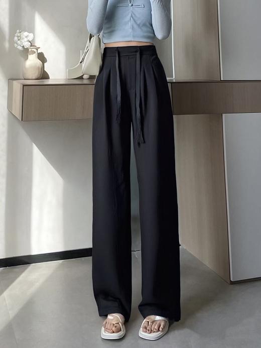 双十二福利！【诗铭洛可】MJ195云感裤流苏腰带绳休闲直筒裤 商品图1